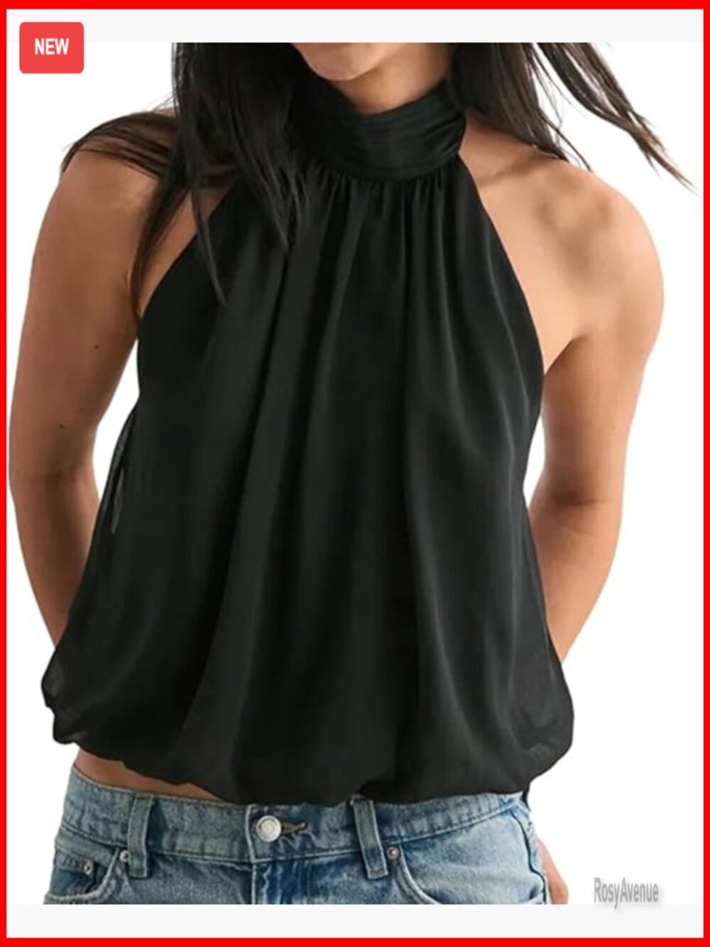Women Y2K Backless Halter Top Fairy Ruffle Cami Sleeveless Peplum Tie Back Crop - Picture 1 of 4